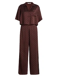 Washable Silk High-Rise Pants 2-Piece Pajama Set