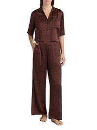 Washable Silk High-Rise Pants 2-Piece Pajama Set