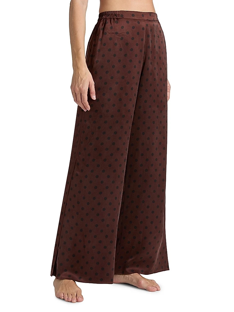 Washable Silk High-Rise Pants 2-Piece Pajama Set
