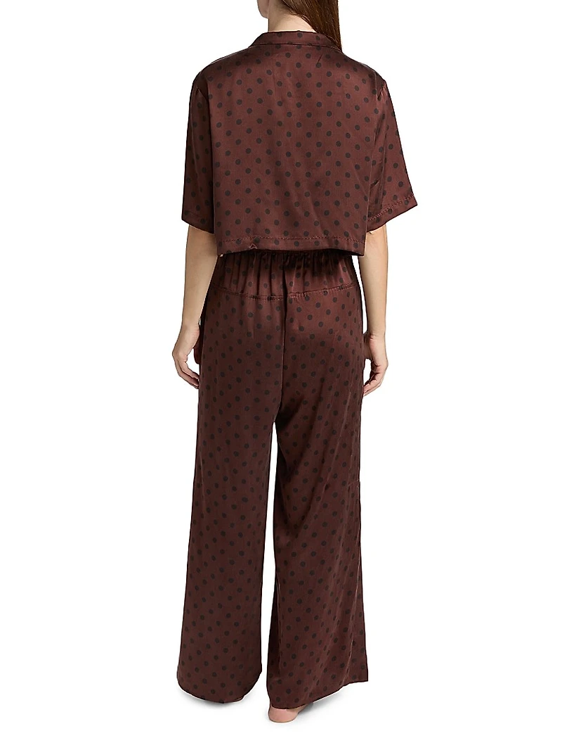 Washable Silk High-Rise Pants 2-Piece Pajama Set