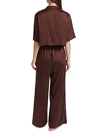 Washable Silk High-Rise Pants 2-Piece Pajama Set