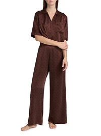 Washable Silk High-Rise Pants 2-Piece Pajama Set