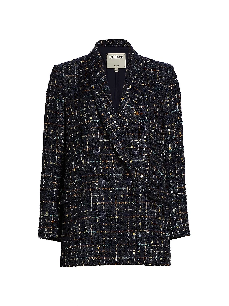 Jayda Tweed Double-Breasted Blazer