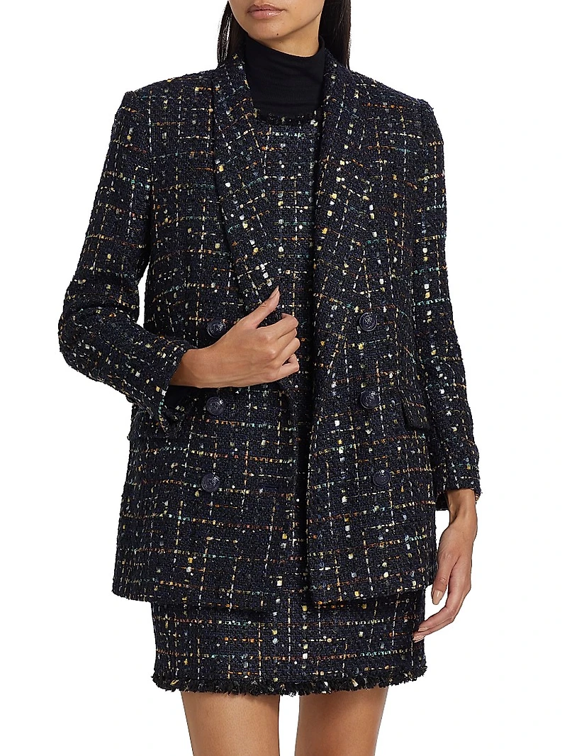 Jayda Tweed Double-Breasted Blazer