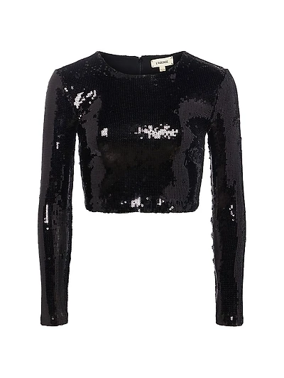 Rogan Sequined Long-Sleeve Crop Top