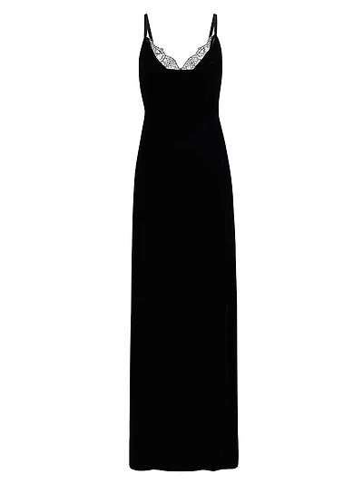 Venice Velvet-Lace Cowlneck Gown