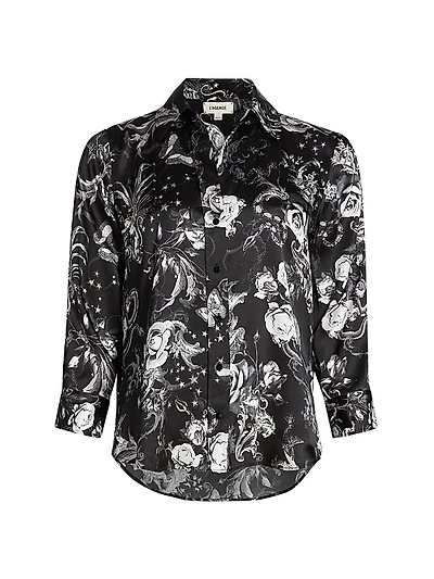 Dani Floral Silk Button-Front Blouse