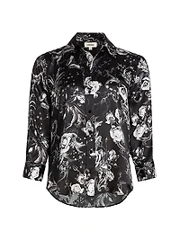 Dani Floral Silk Button-Front Blouse