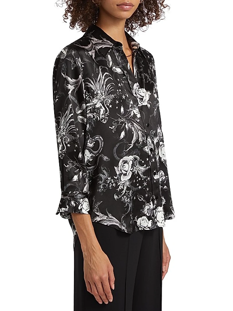 Dani Floral Silk Button-Front Blouse