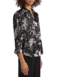 Dani Floral Silk Button-Front Blouse