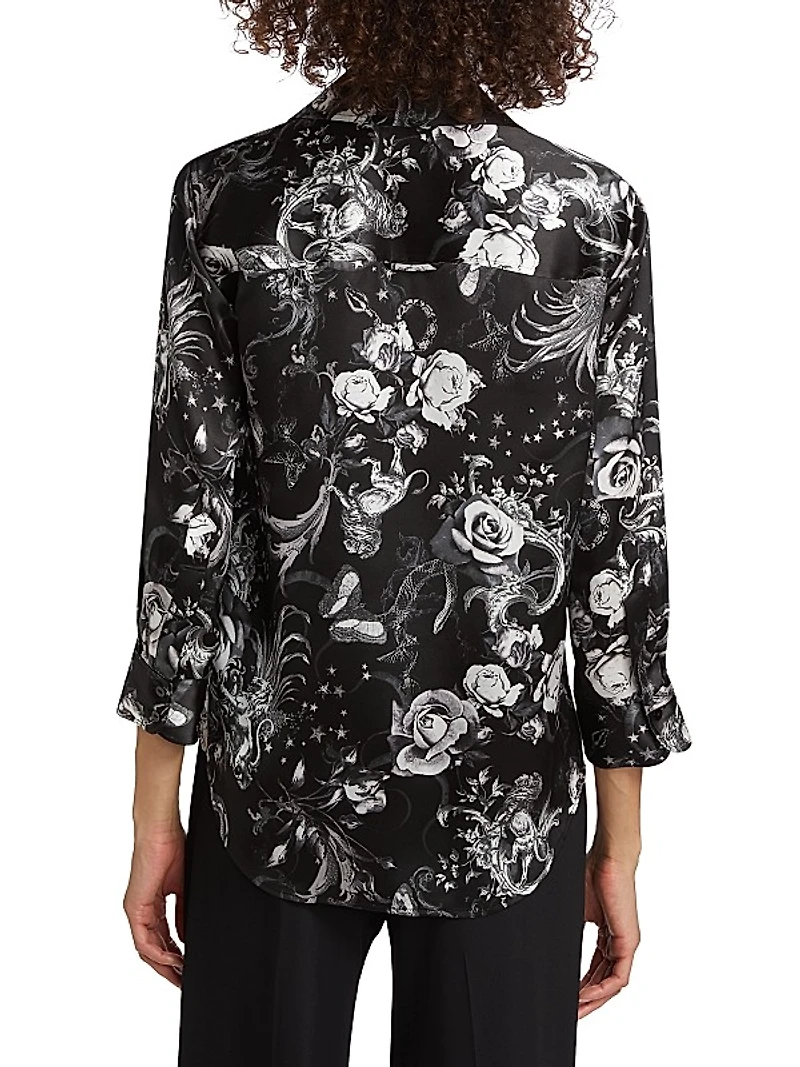 Dani Floral Silk Button-Front Blouse