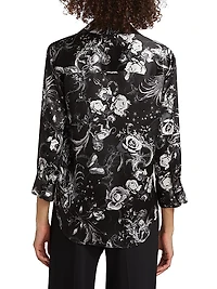 Dani Floral Silk Button-Front Blouse