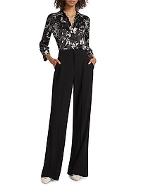 Dani Floral Silk Button-Front Blouse