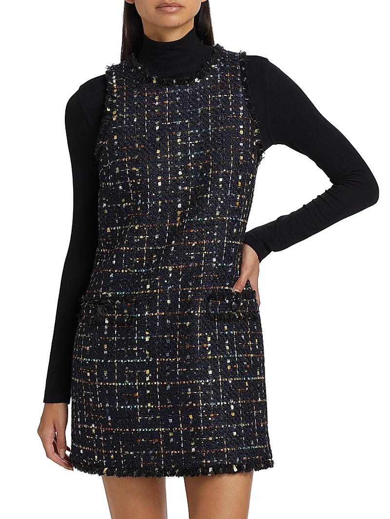 Florian Sequin Tweed Sleeveless Minidress