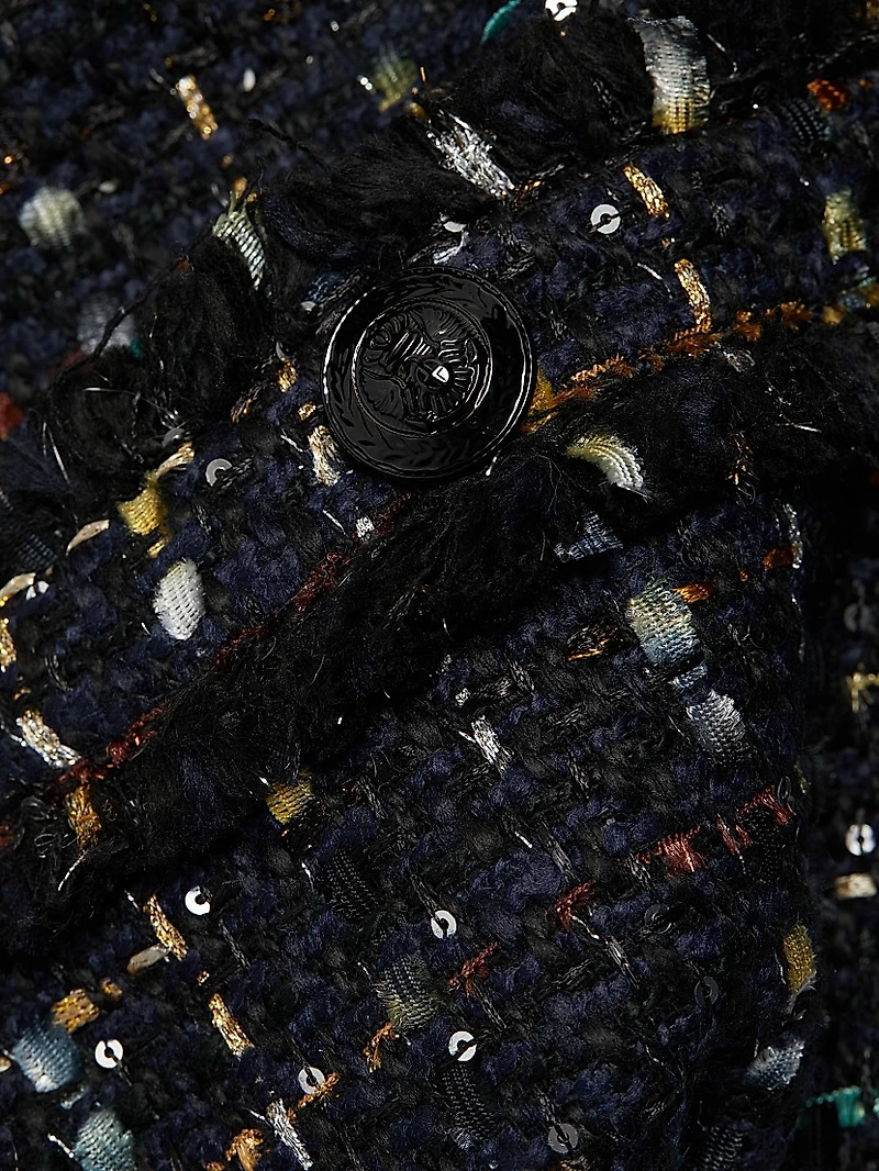 Florian Sequin Tweed Sleeveless Minidress