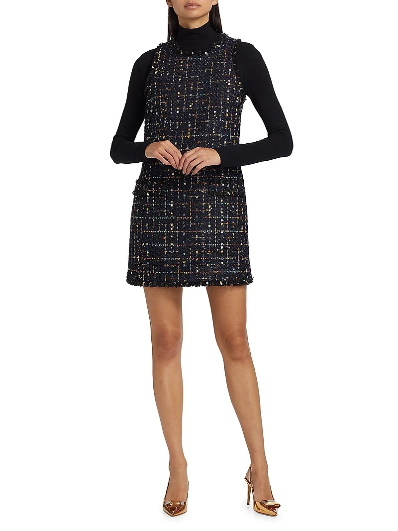 Florian Sequin Tweed Sleeveless Minidress