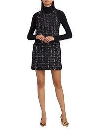 Florian Sequin Tweed Sleeveless Minidress