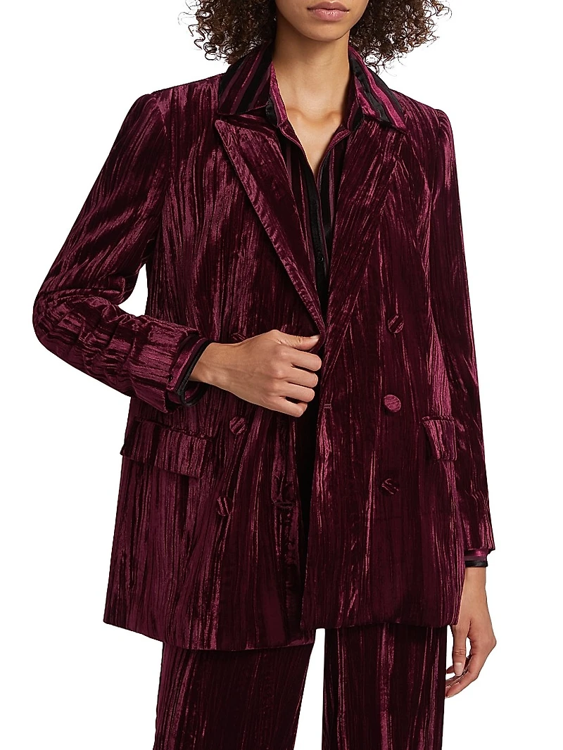 Aimee Velvet Double-Breasted Blazer