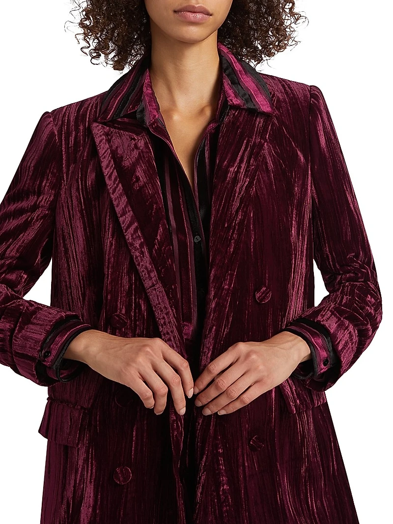 Aimee Velvet Double-Breasted Blazer