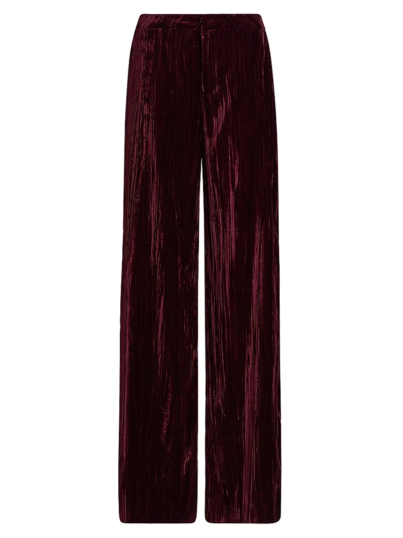 Livvy Velvet High-Rise Straight-Leg Pants