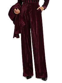 Livvy Velvet High-Rise Straight-Leg Pants