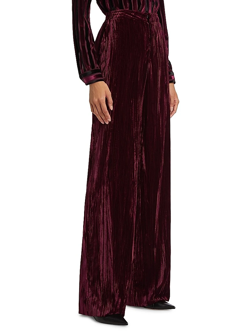Livvy Velvet High-Rise Straight-Leg Pants