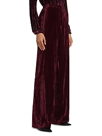 Livvy Velvet High-Rise Straight-Leg Pants