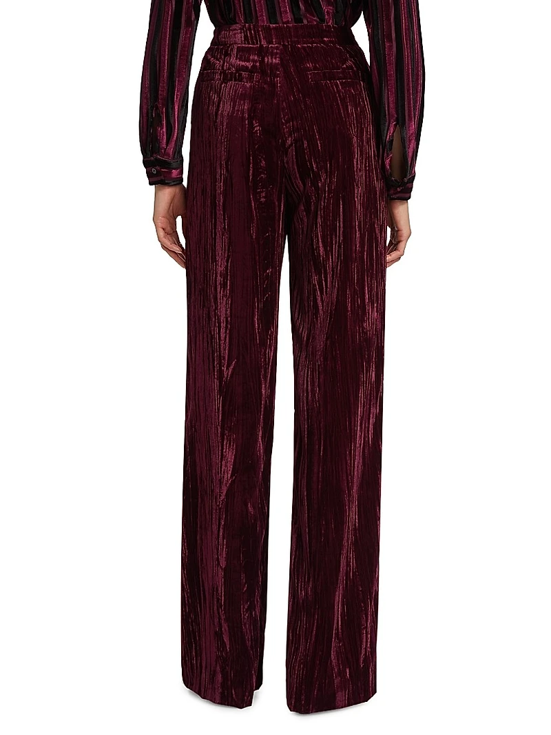 Livvy Velvet High-Rise Straight-Leg Pants