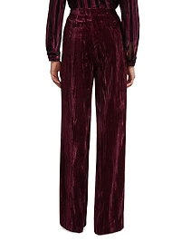 Livvy Velvet High-Rise Straight-Leg Pants