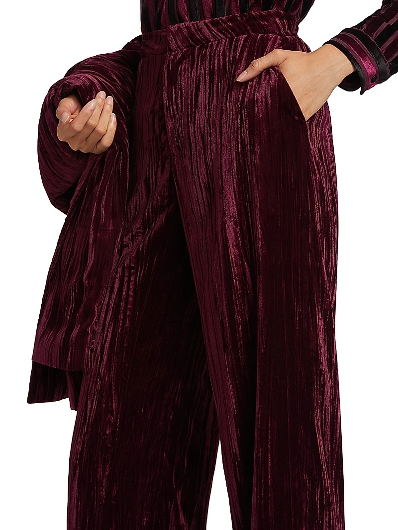 Livvy Velvet High-Rise Straight-Leg Pants