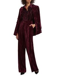 Livvy Velvet High-Rise Straight-Leg Pants