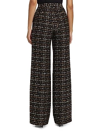 Livvy Houndstooth Tweed High-Rise Straight-Leg Pants
