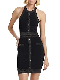 Anissa Metallic Knit Button Minidress