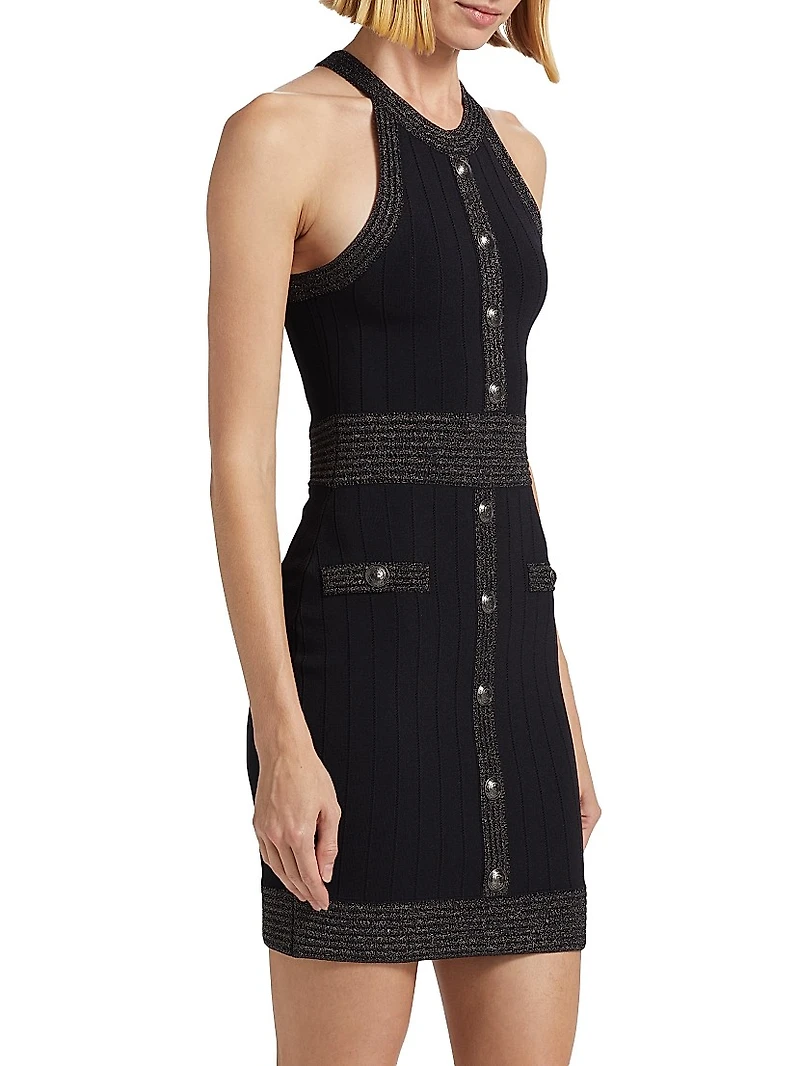 Anissa Metallic Knit Button Minidress