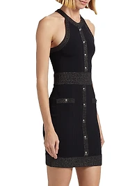 Anissa Metallic Knit Button Minidress