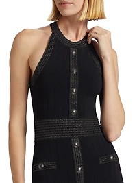 Anissa Metallic Knit Button Minidress