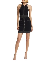 Anissa Metallic Knit Button Minidress