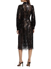 Frida Embellished Lace Button-Front Midi-Shirtdress