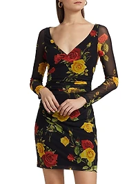 Reiner Floral Faux-Wrap Minidress