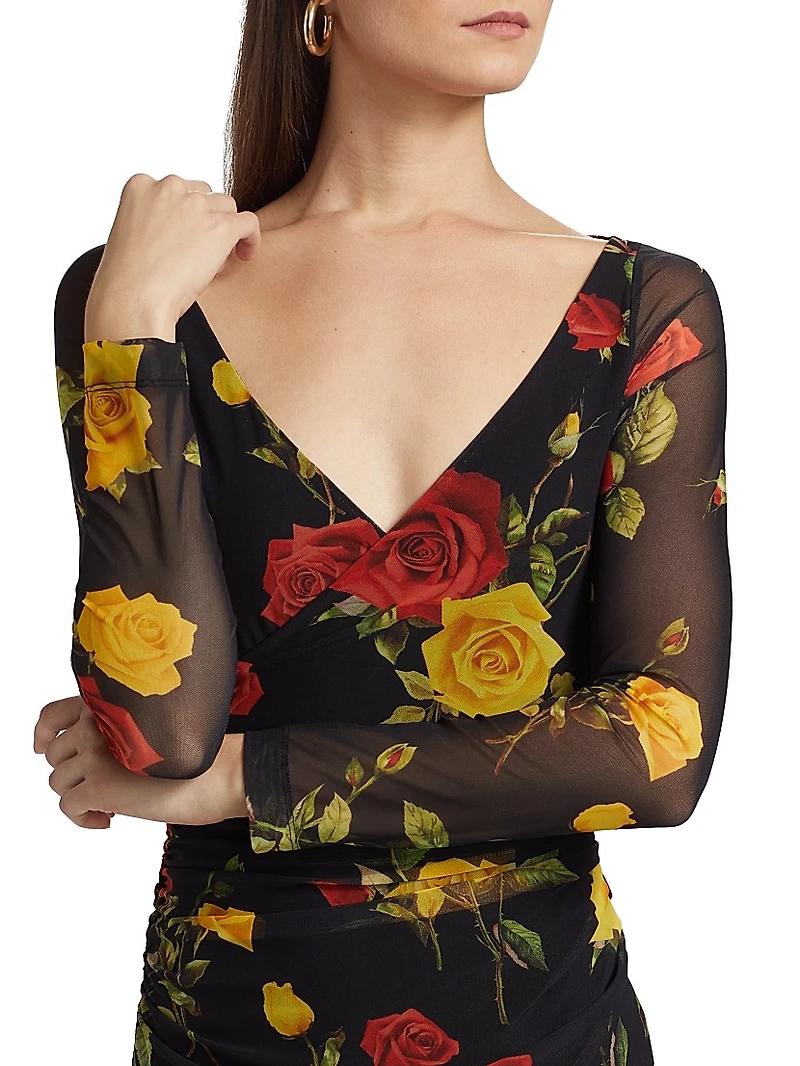Reiner Floral Faux-Wrap Minidress