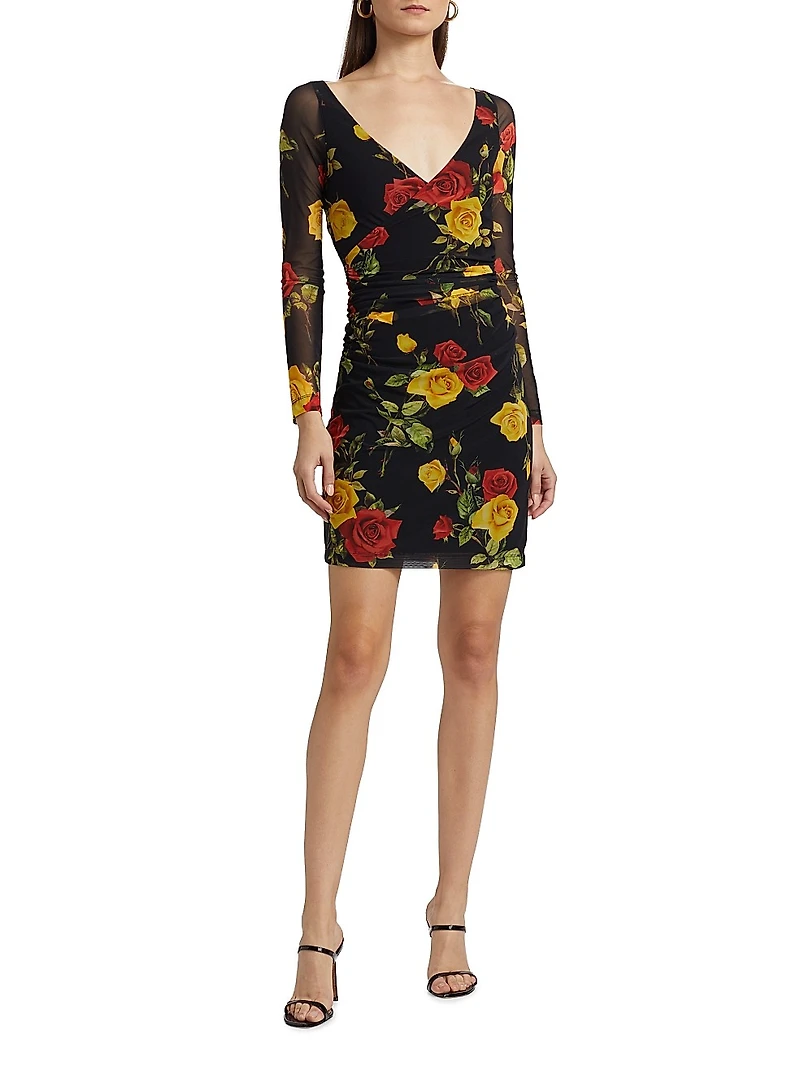 Reiner Floral Faux-Wrap Minidress