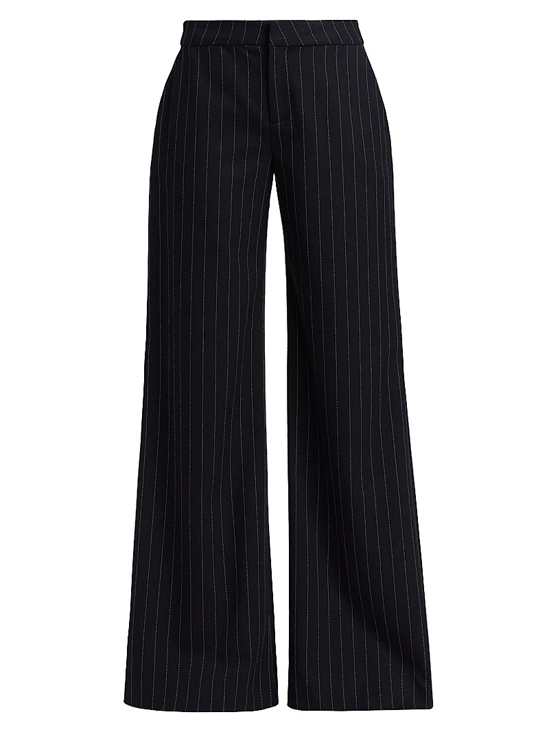 Allanah Pinstripe Mid-Rise Straight-Leg Pants