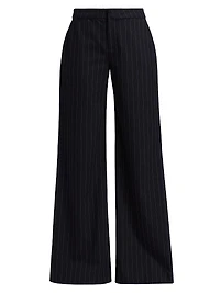 Allanah Pinstripe Mid-Rise Straight-Leg Pants