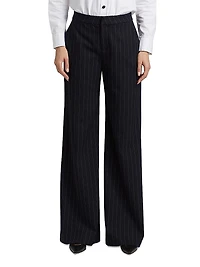 Allanah Pinstripe Mid-Rise Straight-Leg Pants