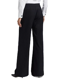 Allanah Pinstripe Mid-Rise Straight-Leg Pants