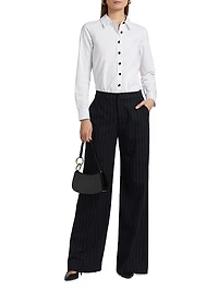 Allanah Pinstripe Mid-Rise Straight-Leg Pants