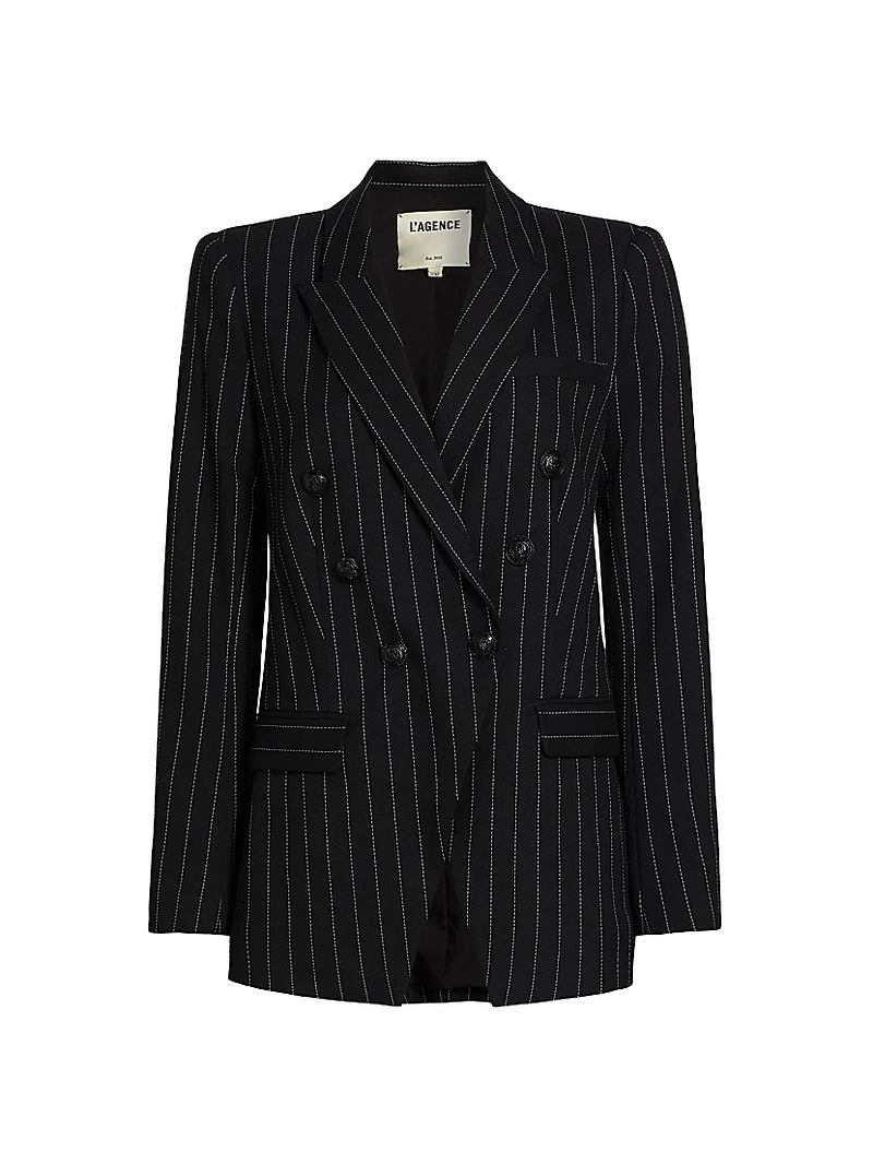 Kendi Pinstriped Double-Breasted Blazer