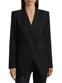 Kendi Pinstriped Double-Breasted Blazer