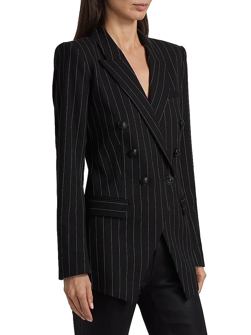 Kendi Pinstriped Double-Breasted Blazer