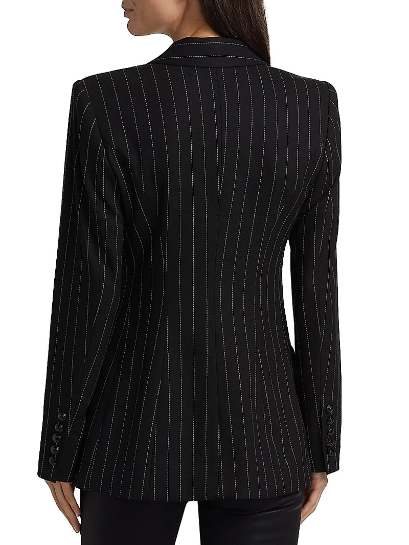 Kendi Pinstriped Double-Breasted Blazer
